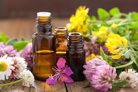 eteriske oljer og medisinske blomster urter